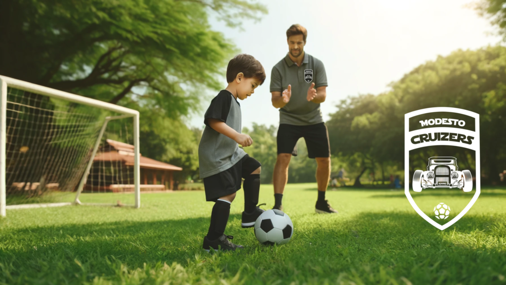 picture of a kid learning to play soccer.