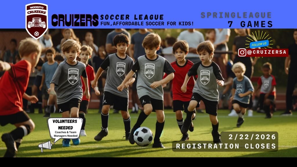 Image of kids playing soccer with Cruizers jerseys