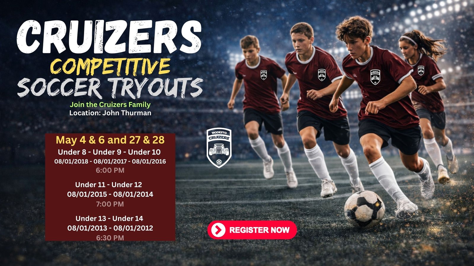 Flyer of Cruizers tryouts